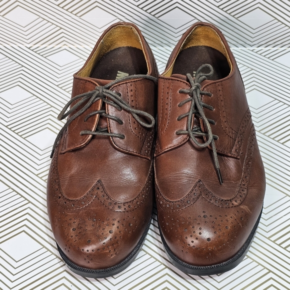 Drew Men\'s Brown Leather Orthopedic Shoes Clayton Oxford Wingtip Size 8.5 6E. main image 4